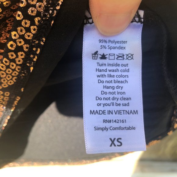 LuLaRoe Debbie Elegant Dress Copper Foil Metallic - Picture 5 of 9